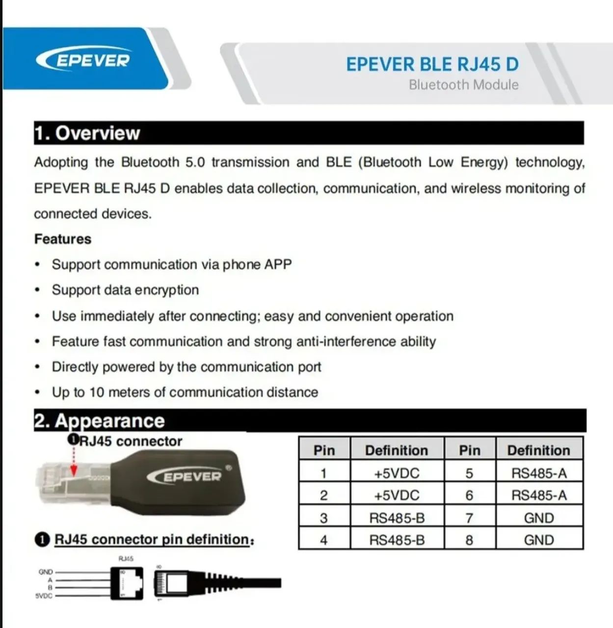 Epever Bluetooth Para Inversor De Controlador Solar Ble-ri45 - Foto 5