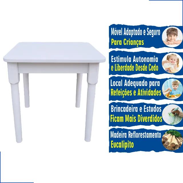 Mesa Infantil Madeira Maciça Resistente Ambiente Educativo - Foto 4