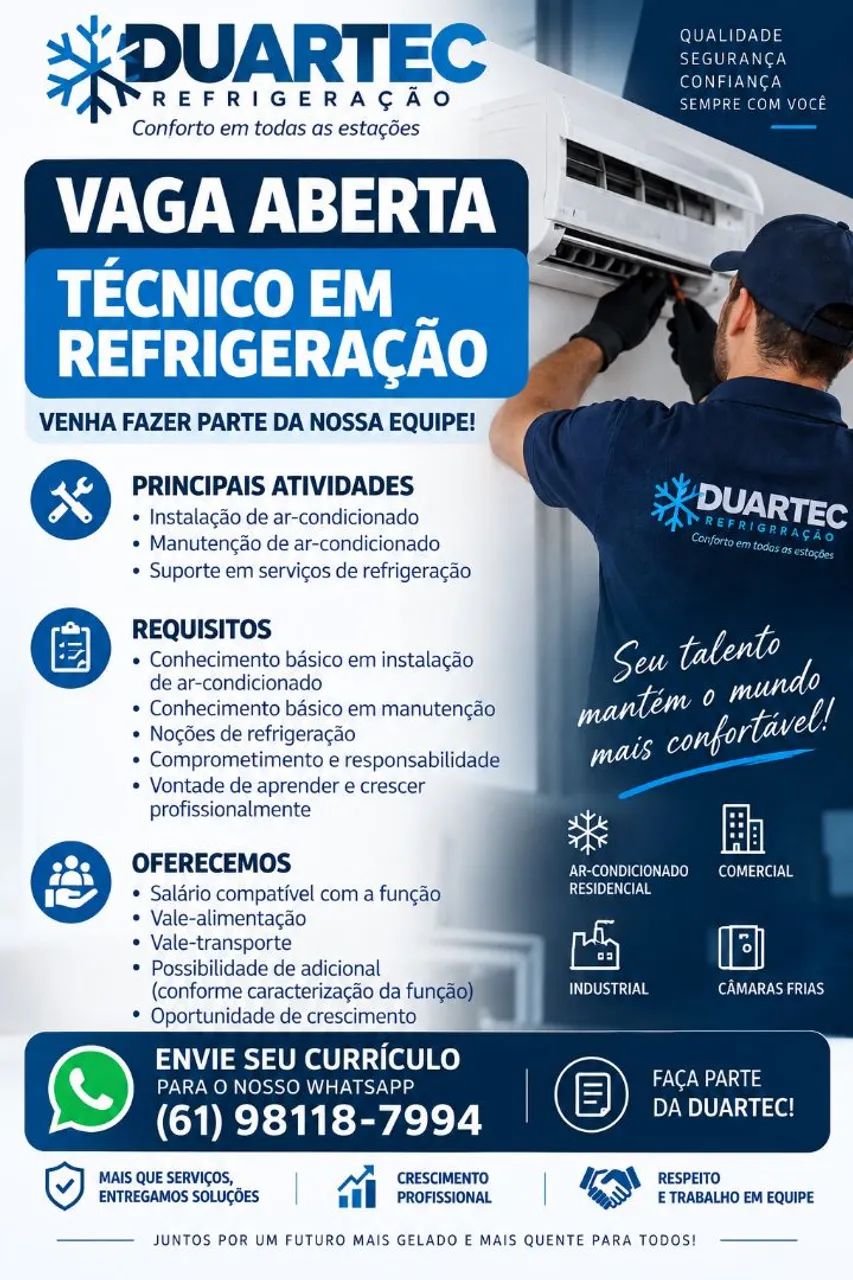 Contrata-se técnico em refrigeração 
