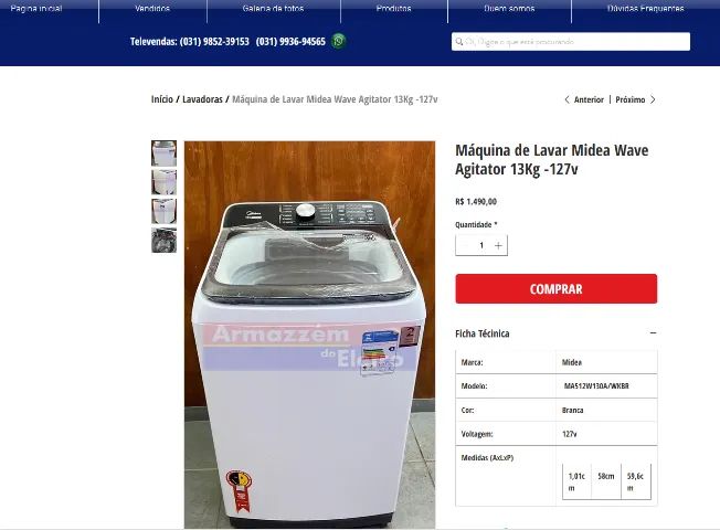 MAQUINA DE LAVAR 13KG  ""NOVA""
