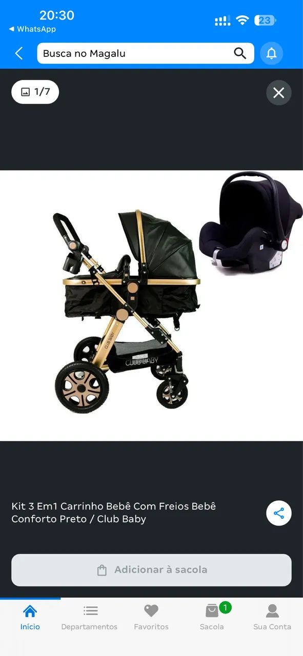 CARRINHO DE BEBÊ LUXO 3 EM 1 - Foto 2