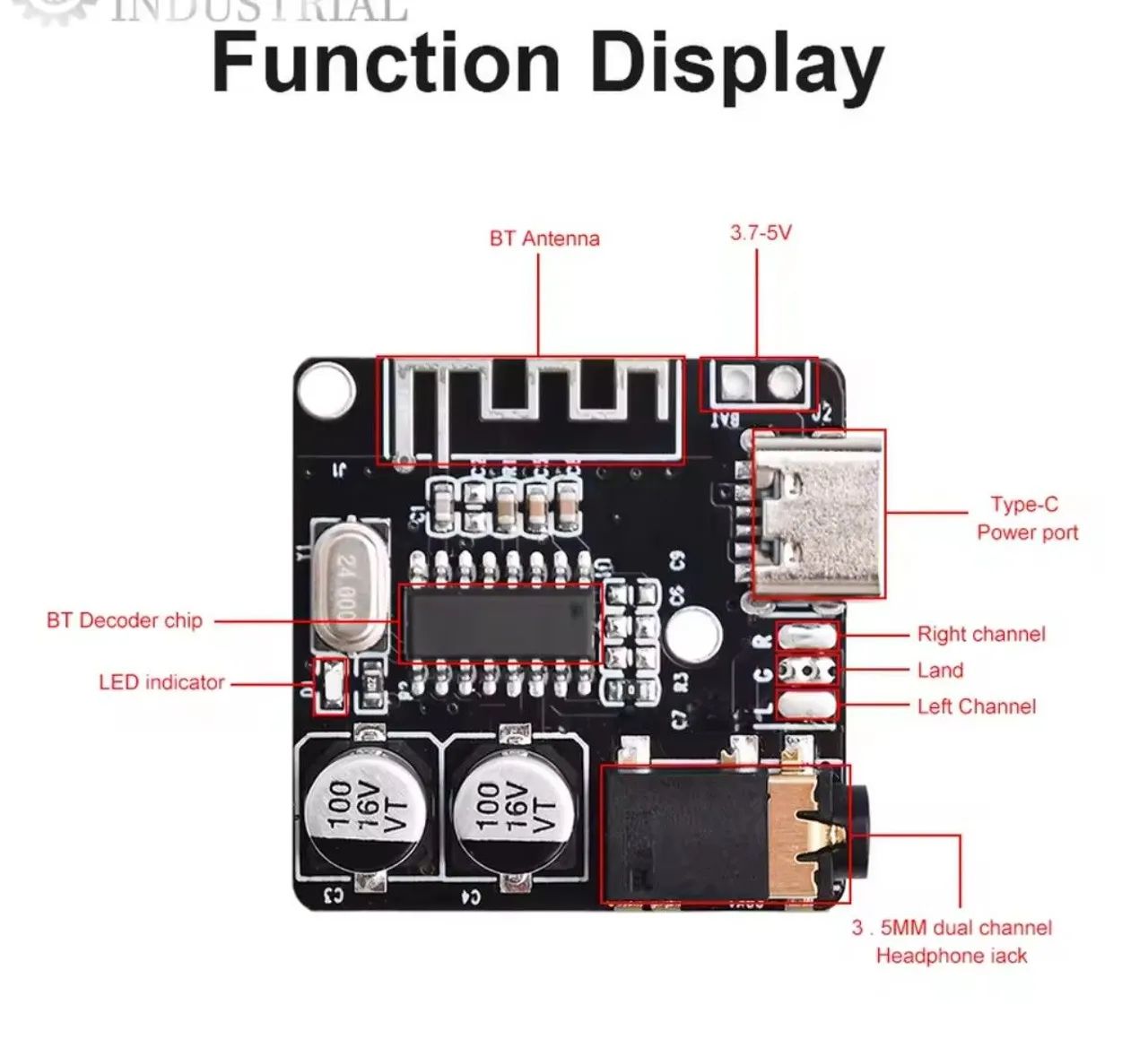 Placa Módulo Bluetooth 5.4 Receptor Conector Tipo C Jack 3,5mm - Foto 4