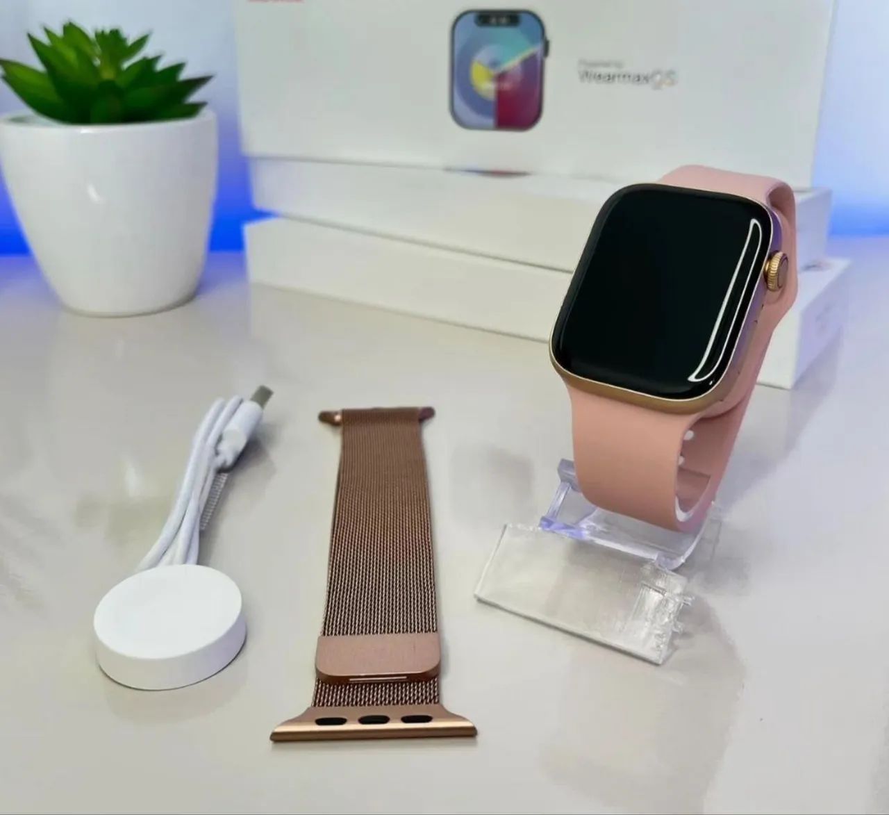 Smartwatch W99 PRO tela infinita 1,97 +pulseiras extra e película - Foto 3