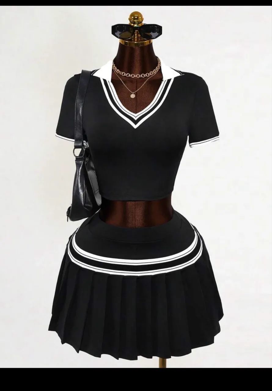 CONJUNTO TOP E SAIA - PRETO - Foto 2