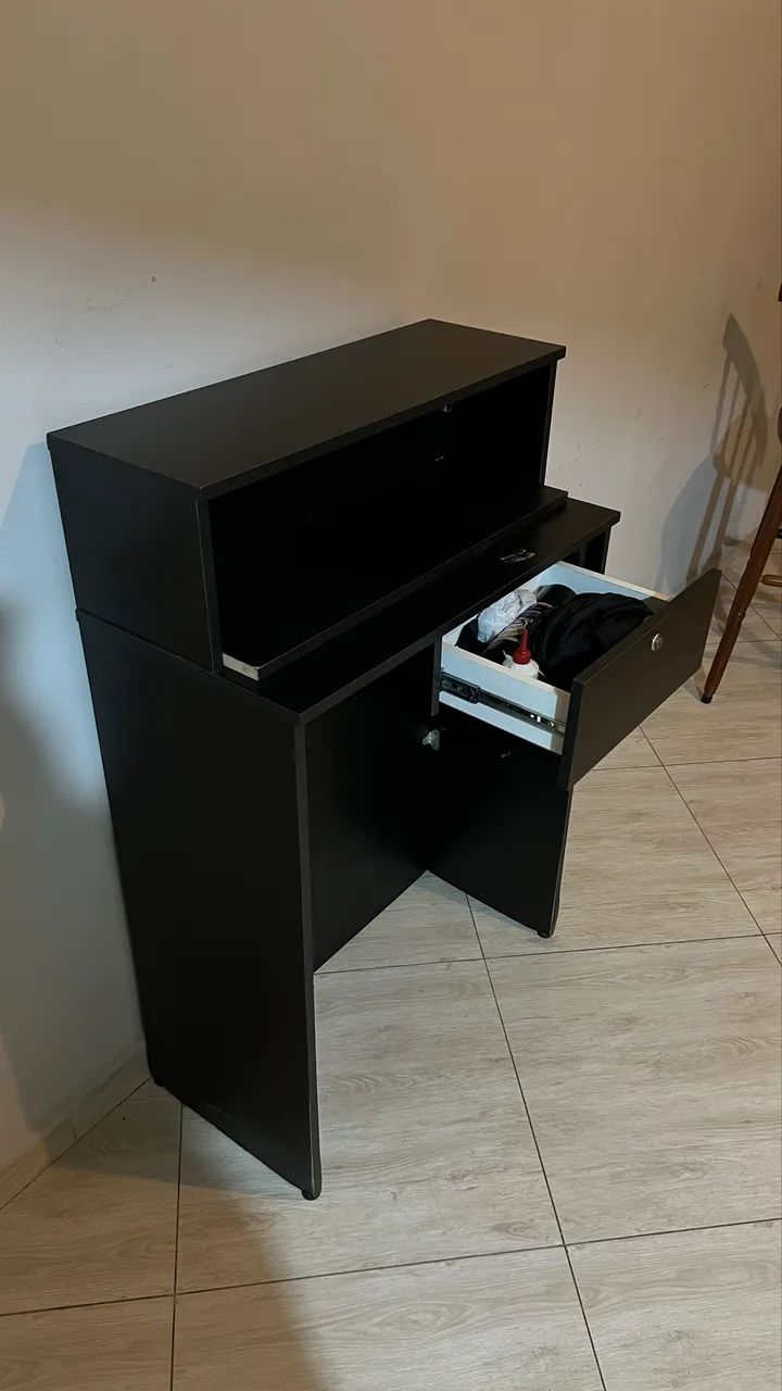 Cômoda / Escrivaninha Preta com Gaveta - Foto 3