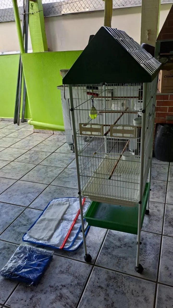 Viveiro grande super luxo Aves l40cm* 64cm*150cm Verde Folha Montada tapete -Vitrine ZN SP - Foto 5