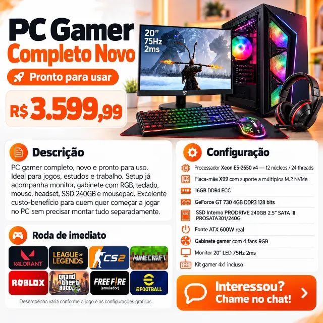 PC GAMER COMPLETO - NOVO