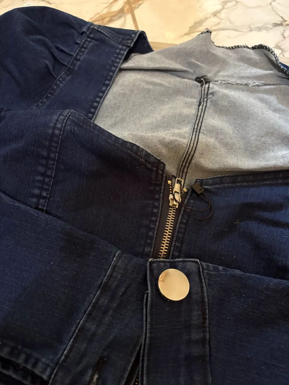 Cropped jeans manga longa  - Foto 2