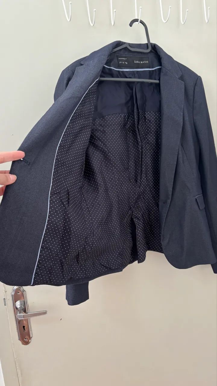 conjunto alfaiataria zara basic azul-escuro - Foto 4
