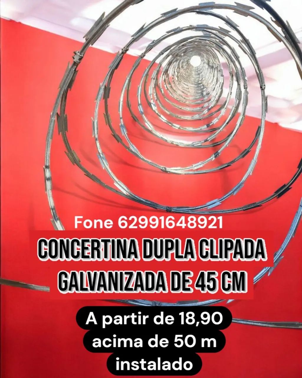 Concertina dupla clipada de 45cm ou de 30cm galvanida 