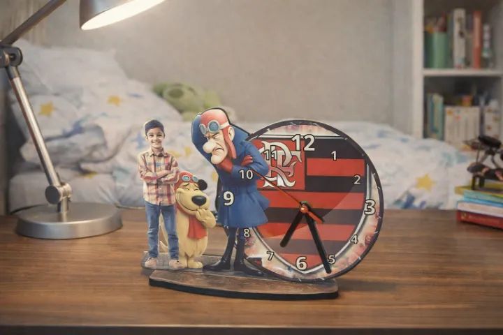 Relógio de mesa Personalizado mdf Premium 29 cm impressão direto no mdf - Foto 2