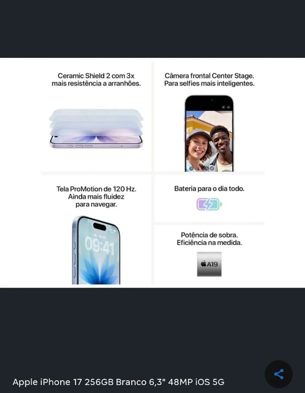 Lacrados! iPhone 17 256GB branco - Foto 5