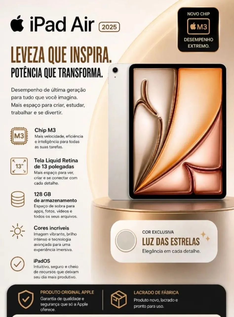 iPad Air 13 M3 128g Wi-Fi Branco  - Foto 5