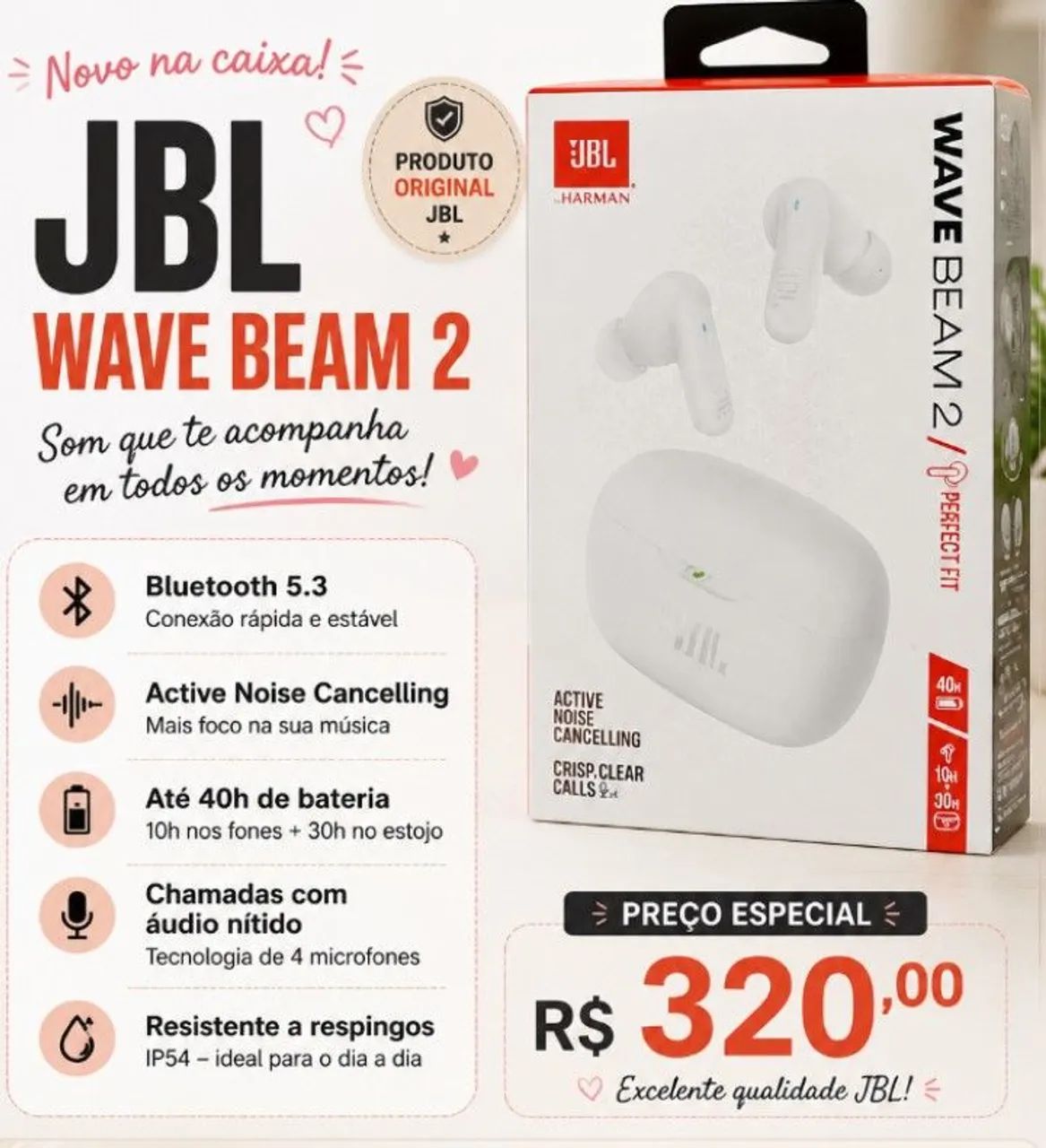 Fone bluetooth JBL original na caixa 