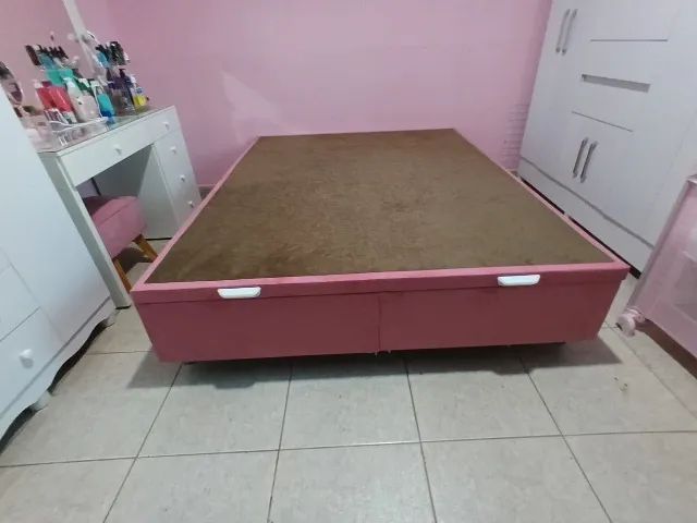 Baú Queen Rosa Suede Camurça  - Foto 2