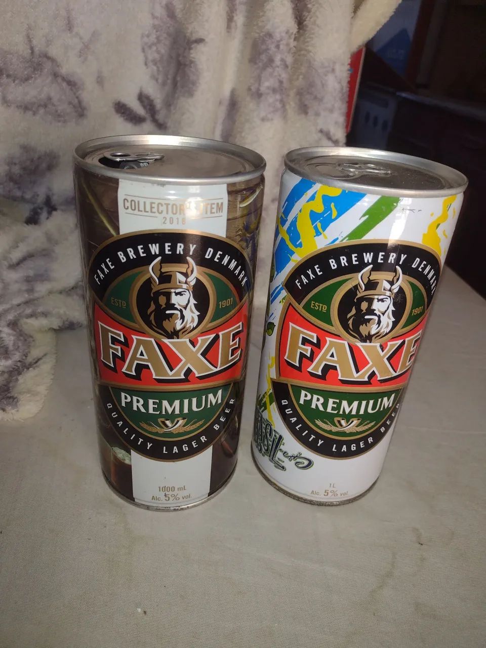 Latas de cervejas faxe usada
