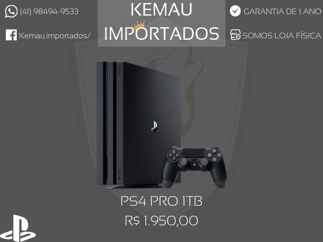 PS4 PRO com 1 controle e 1 ano de garantia