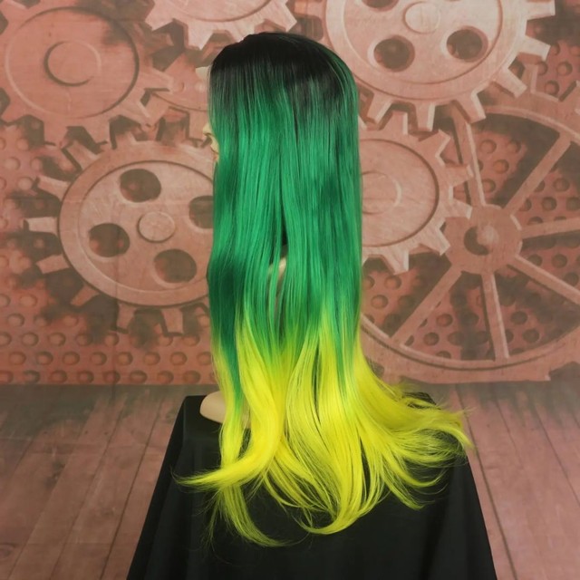 Peruca Lace Front Verde e Amarela Orgânica  - Foto 3