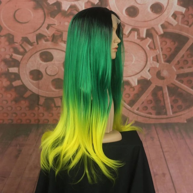 Peruca Lace Front Verde e Amarela Orgânica  - Foto 2