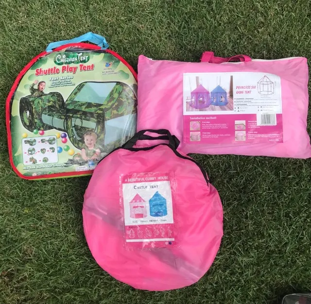 Tenda de jogos de princesa fabricada em poliéster com saco cor-de