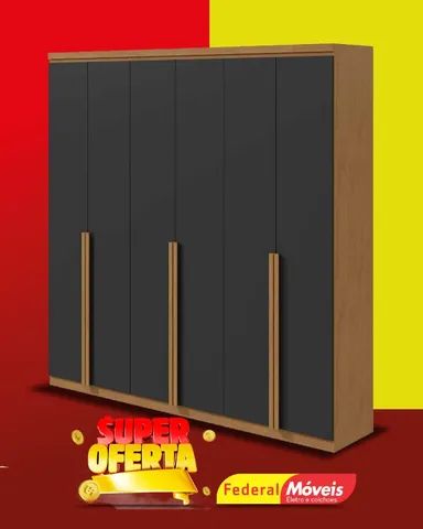 Guarda Roupa 100% MDF 6 Portas 4 Gavetas Portas Super Lindo Novo