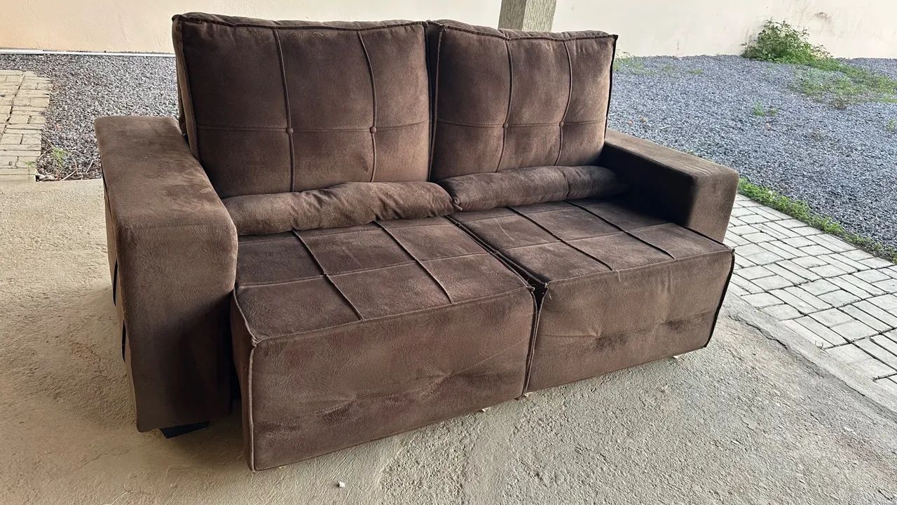 Sofá-Cama 2 Lugares Marrom - Foto 3