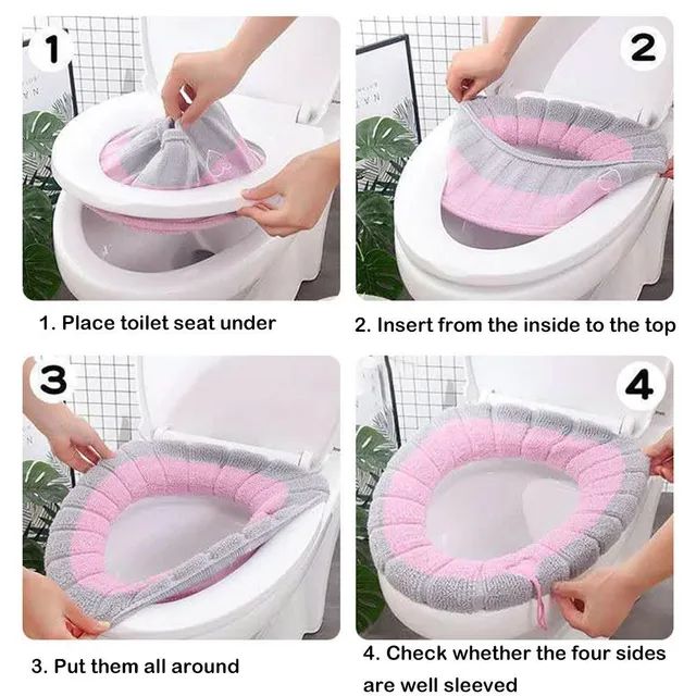 Capa para assento lavável macio e grosso uso em banheiro, toalete e Lavabo rosa cinza