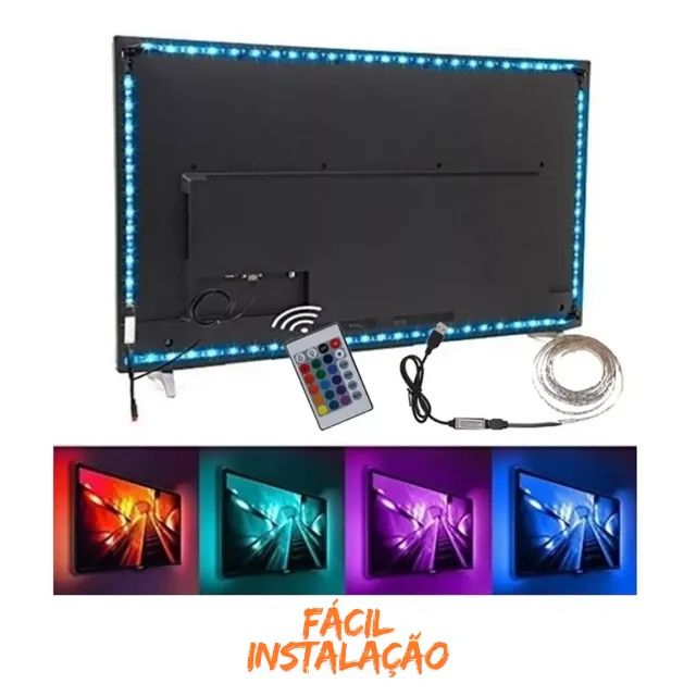 Fita Led 5050 RGB 2m 5v Usb Controle Remoto Decoração Para Sua Casa _ CS574 - Foto 2