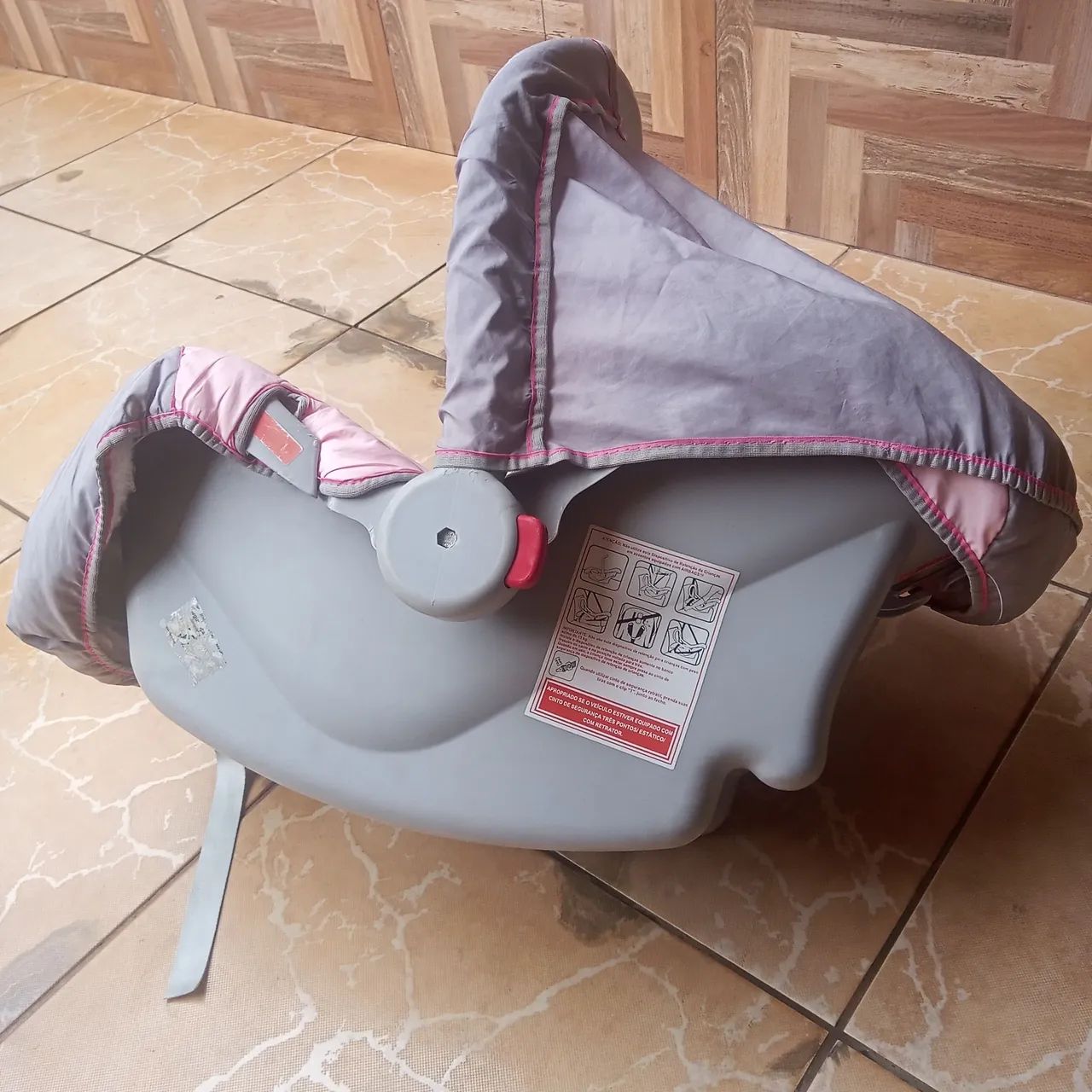 Carrinho de Bebê Rosa e Cinza - Foto 4