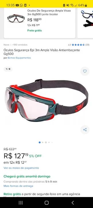 OCULOS DE SEGURANÇA AMPLA VISÃO 3M  - Foto 5