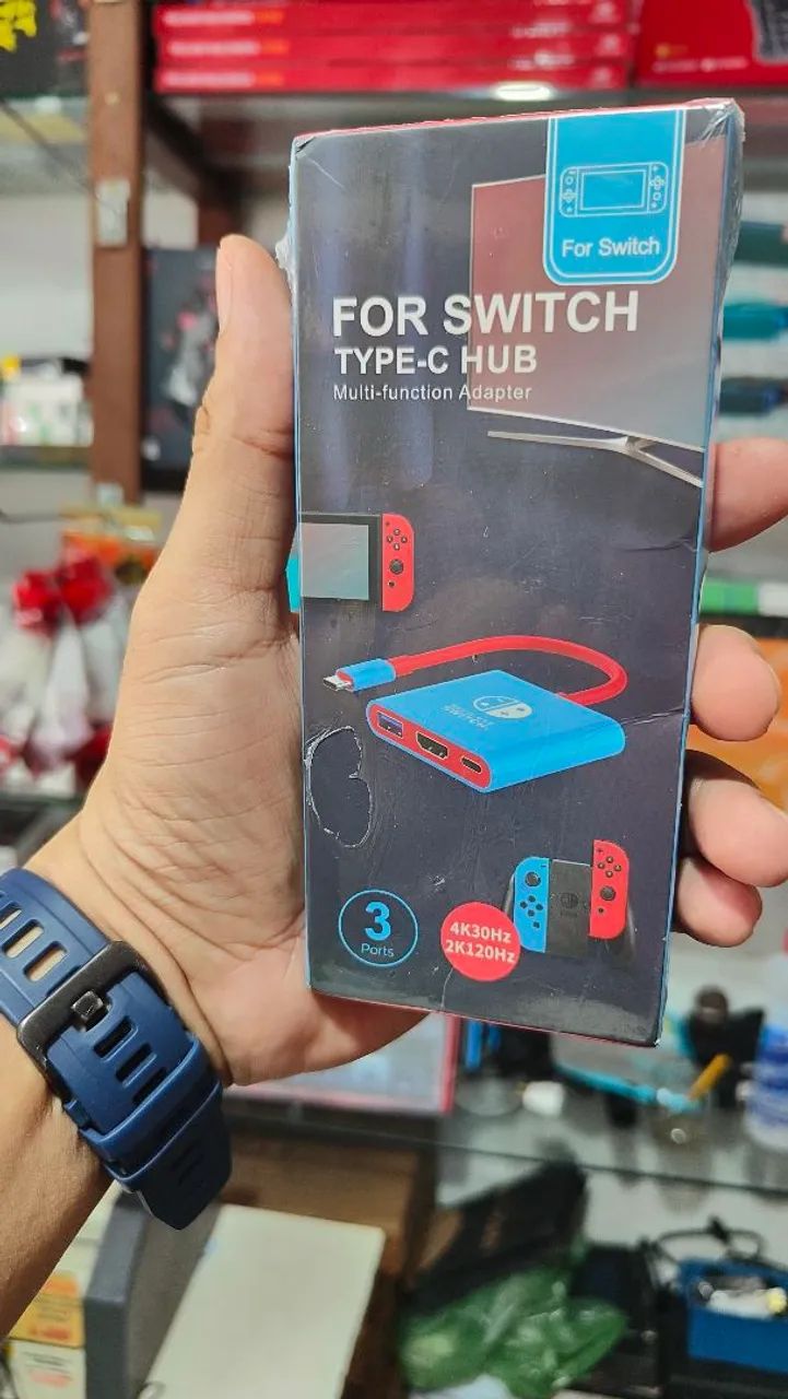 Docking station tipo C hub 3 em 1 para Nintendo Switch 
