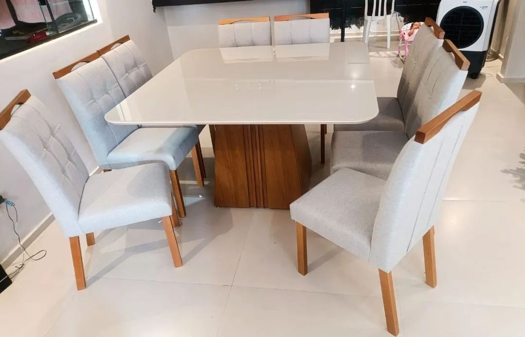 Mesa de jantar italiana new com 8 cadeiras 