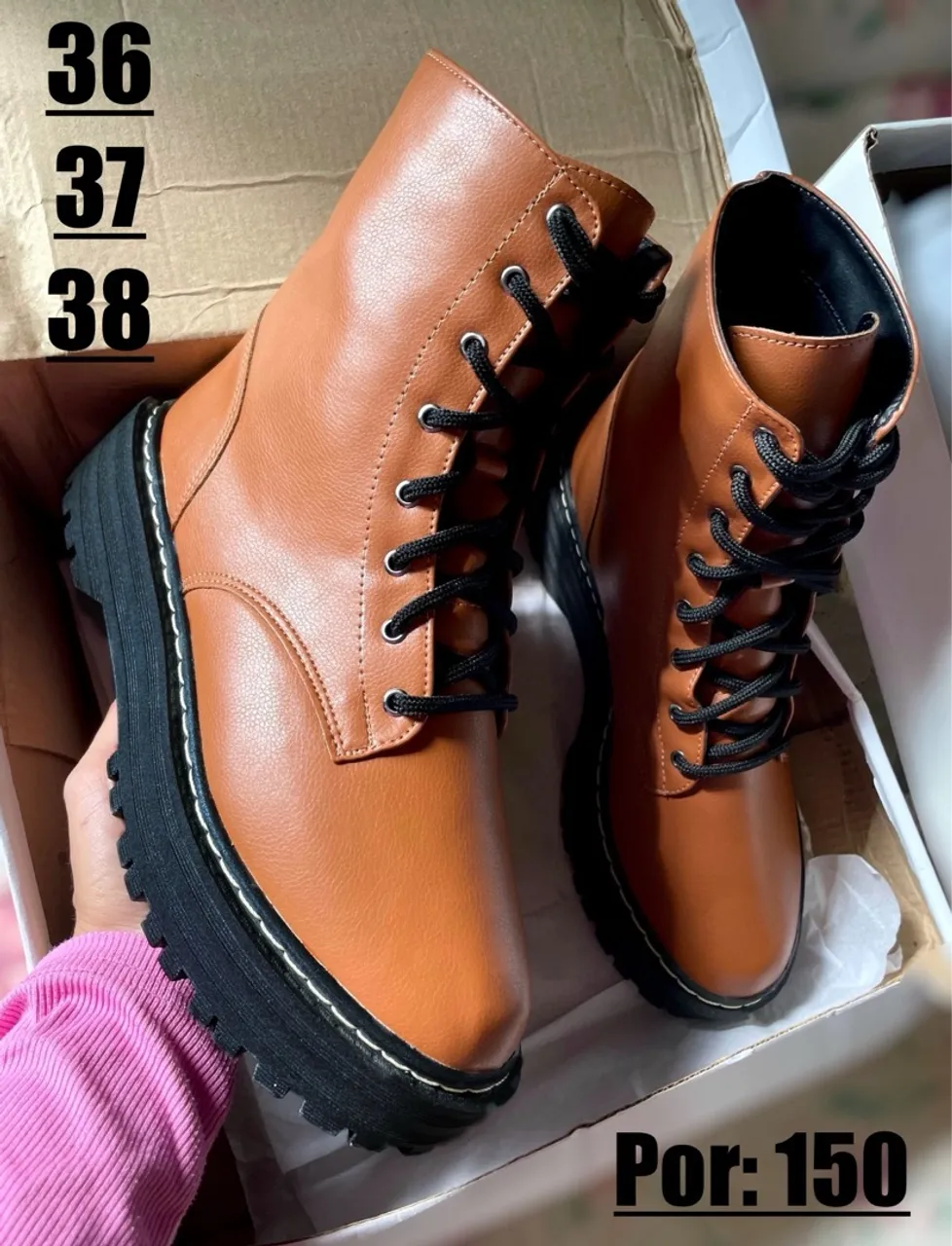 36,37,38 - Bota Coturno Caramelo