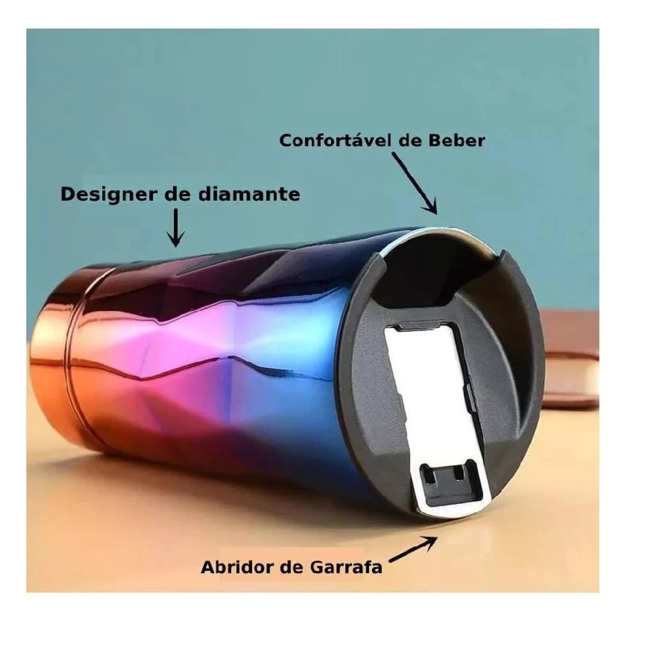 Copo termico 3d com tampa e abridor - Foto 5