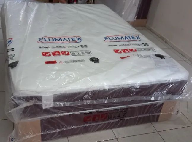 Conjunto Cama BOX - Colchão e base NOVOS- Turim Plumatex -Molas ensacadas- 1,88x1,38