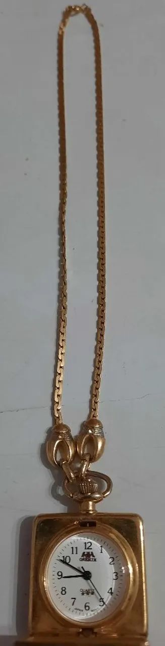 Relógio Oriente,Quartzo,Japan,de Pingente de Pescoço,Funcionando,Bateria Nova, Dourado - Foto 5