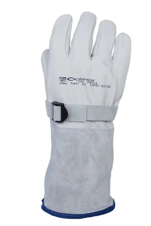 Luva de Couro Vaqueta Punho 15cm Tam 11 Cobertura - Foto 4