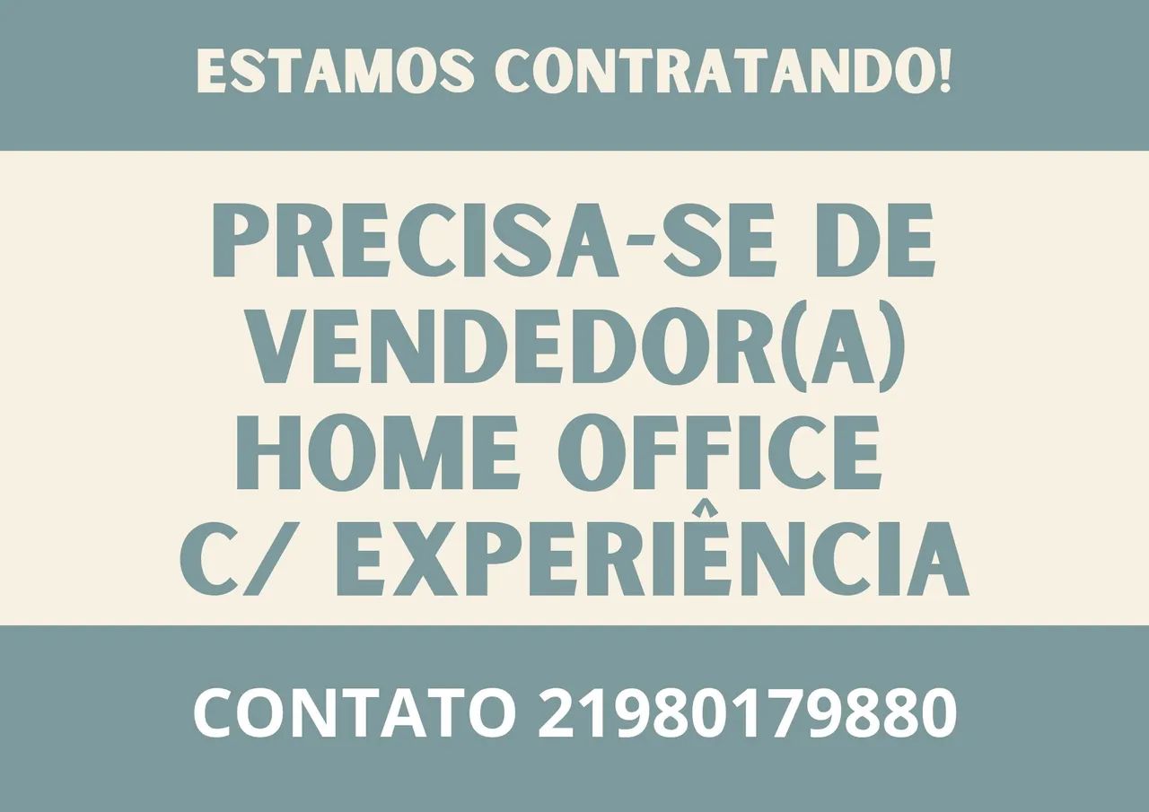 Preciso de vendedor home office com experiência 