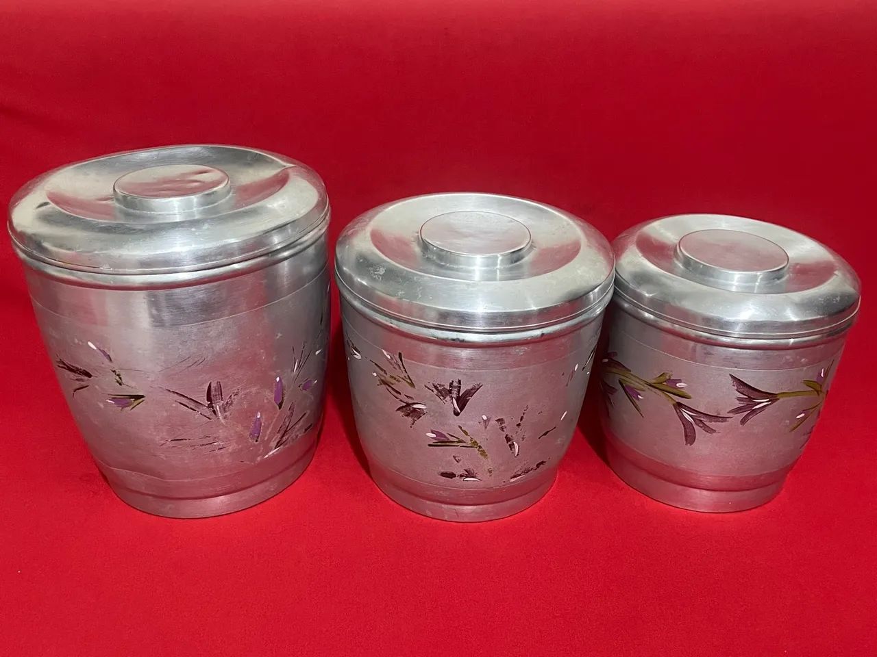 Conjunto de Potes Vintage de Alumínio 