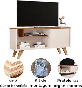 Rack Heitor Rústico Gv Móveis 100cm Para Tv 43 Com Porta - Foto 3
