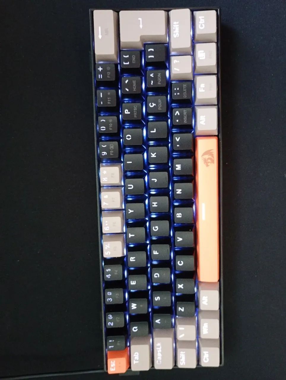 Teclado Redragon Lakshmi ABNT2 Laranja Preto switch Brown Switch Brown ...