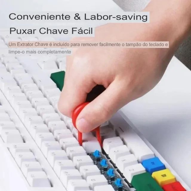 scova de Limpeza Multifuncional 5 em 1 - Ideal para Teclado, Fones de Ouvido, Entradas USB - Foto 5