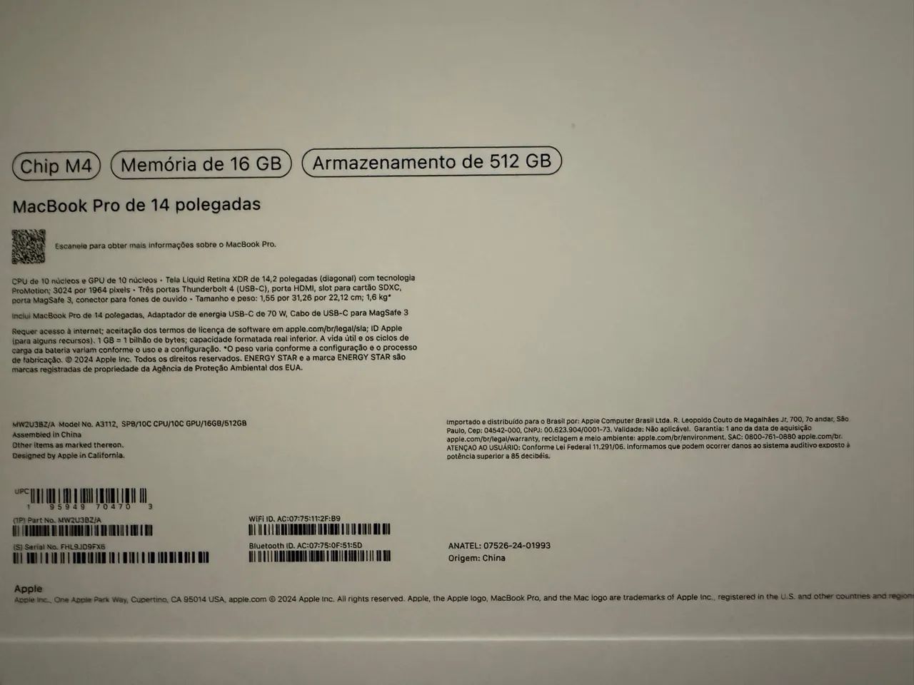 MacBook Pro 14" M4 - 16GB RAM, 512GB SSD - Novo, Lacrado na Caixa - Foto 2