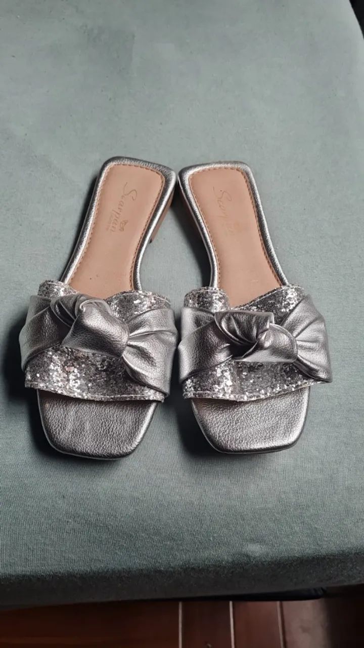 SANDÁLIA RASTEIRINHA PRATEADA SCARPAN NÚMERO 34 30,00 Calçados