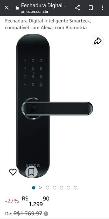 Fechadura Digital Inteligente Smarteck com Biometria