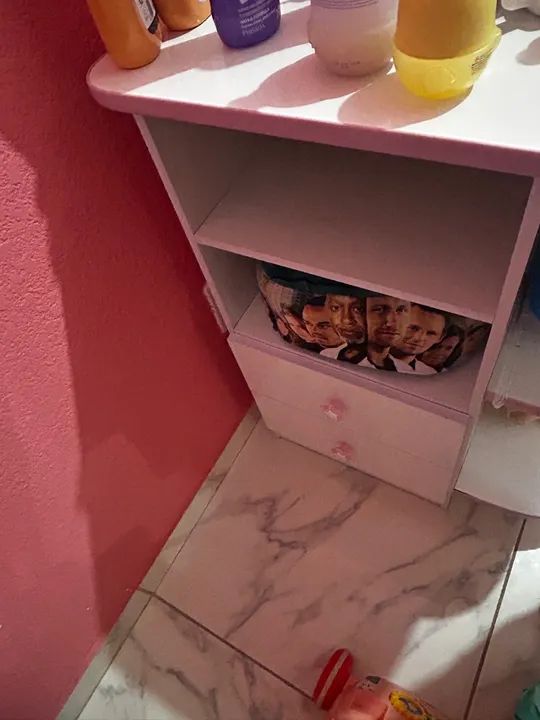 Berço com Trocador e Cômoda - Branco e Rosa - Foto 5