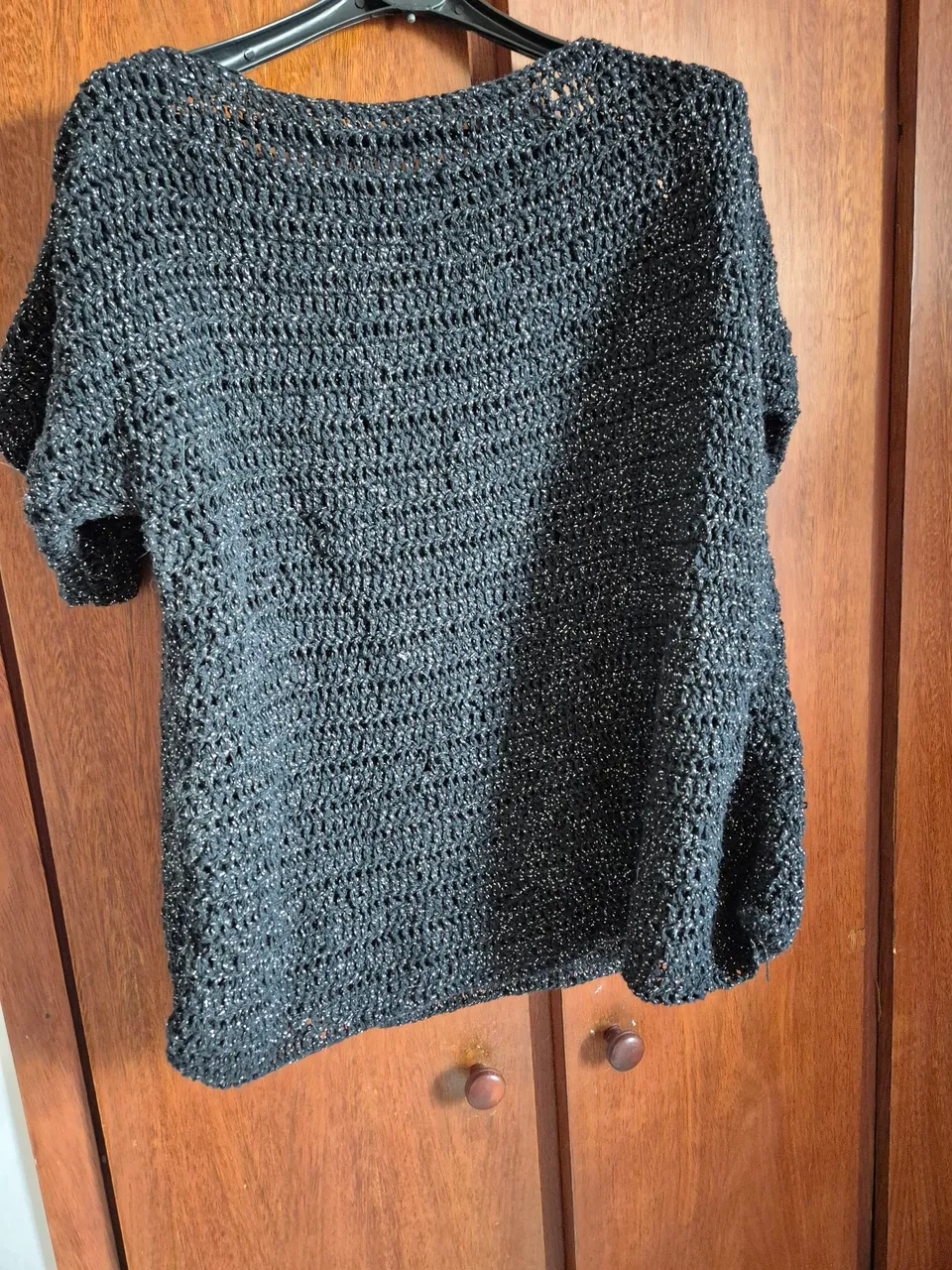 Blusa de Crochê Preta com Brilho