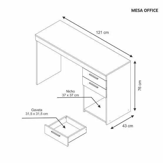 Escrivaninha moderna  com 2 gavetas e nicho - Foto 3