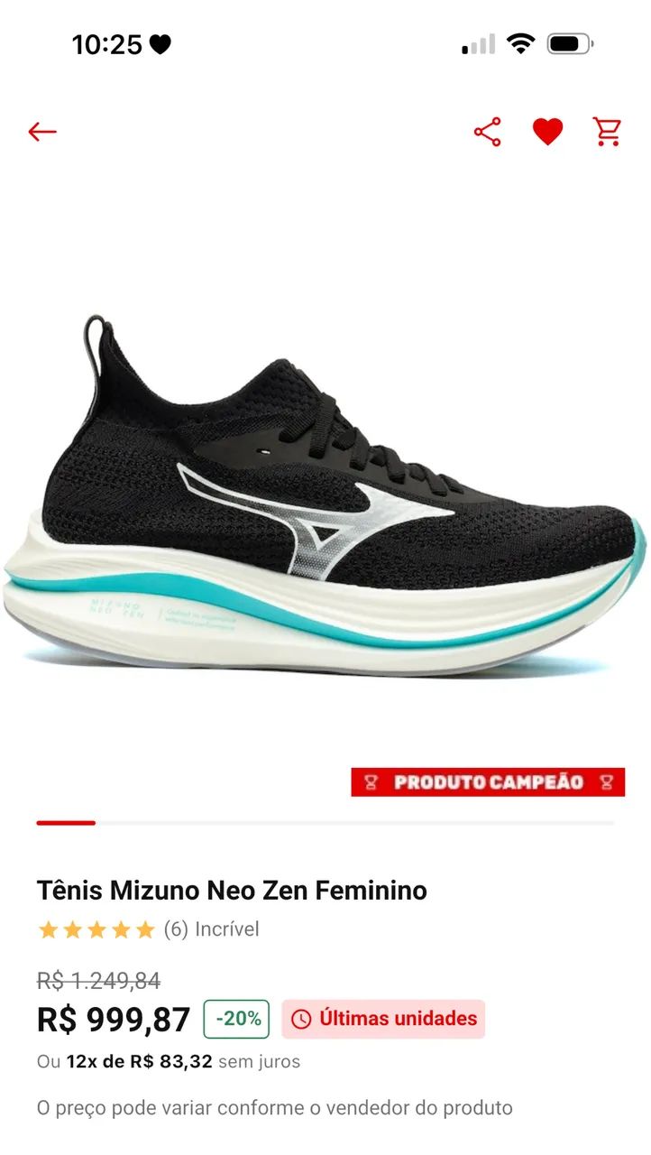Vendo tênis corrida Mizuno Neo Zen - Calçados - Candeias, Jaboatão