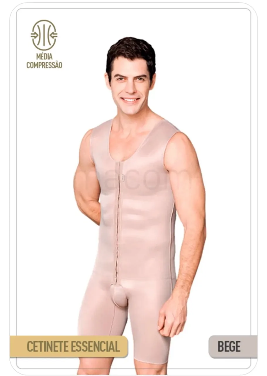 Body Modelador Masculino Cetinete Essencial Bege